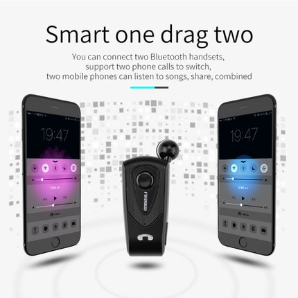 F930 CSR4.1 Retractable Cable Caller Vibration Reminder Anti-theft Bluetooth Headset, Black, Silver