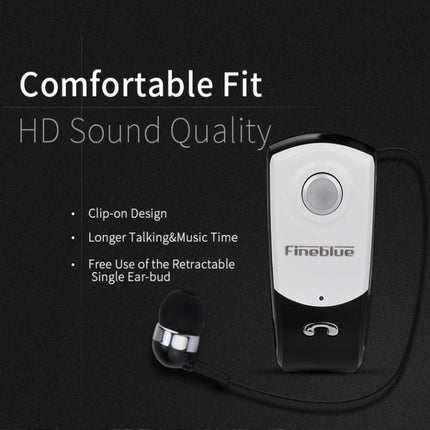 F960 CSR4.1 Retractable Cable Caller Vibration Reminder Anti-theft Bluetooth Headset, Black, White, Gold, Silver