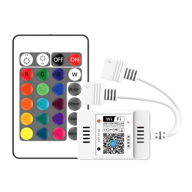 2 Ways Output LED Strip APP Smart Wifi LED RGB Controller with IR 24Keys Remote Control, 5-24V