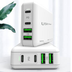 PD 100W Dual USB-C / Type-C + Dual USB 4-port Charger with Power Cable for Apple / Huawei / Samsung Laptop
