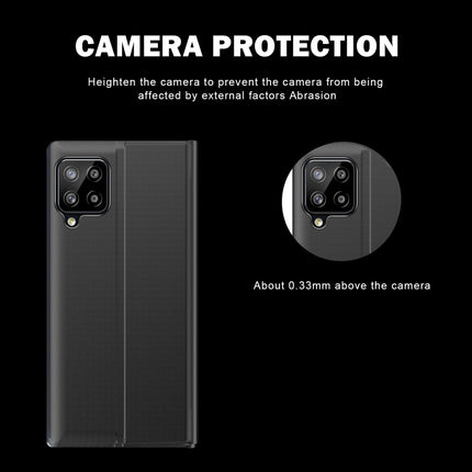 Plain Texture Cloth Attraction Flip Holder Leather Phone Case, For Galaxy A12 5G