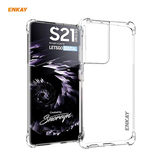 Hat-Prince ENKAY Clear TPU Shockproof Case Soft Anti-slip Cover + 3D Full Screen PET Curved Hot Bending HD Screen Protector Soft Film, Support Fingerprint Unlock, For Samsung Galaxy S21 Ultra 5G, For Xiaomi Mi 11