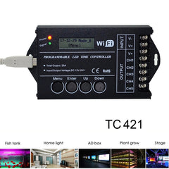 TC421 20A WiFi Programmable 5CH RGB LED Time Controller for Aquarium, Fish Tank, Plant Growth, DC 12-24V