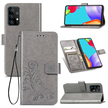 Four-leaf Clasp Embossed Buckle Mobile Phone Protection Leather Case with Lanyard & Card Slot & Wallet & Bracket Function, For Samsung Galaxy A52 5G, For Samsung Galaxy A72 5G, For Motorola MOTO E7
