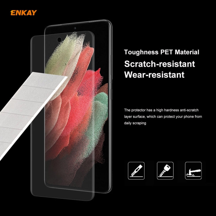 For Samsung Galaxy S21 Ultra 5G ENKAY Hat-Prince 3D Full Screen PET Curved Hot Bending HD Screen Protector Soft Film, For Samsung Galaxy S21 Ultra 5G