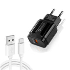 Type-C Data Cable, EU Plug / Black