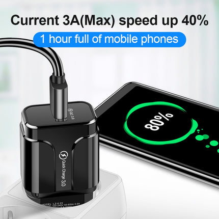 LZ-023 18W QC 3.0 USB Portable Travel Charger + 3A USB to Type-C Data Cable, EU Plug, Type-C Data Cable, EU Plug