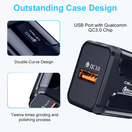 LZ-023 18W QC 3.0 USB Portable Travel Charger + 3A USB to Type-C Data Cable, EU Plug, Type-C Data Cable, EU Plug
