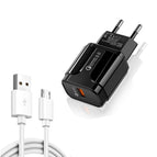 Micro USB Data Cable, EU Plug / Black
