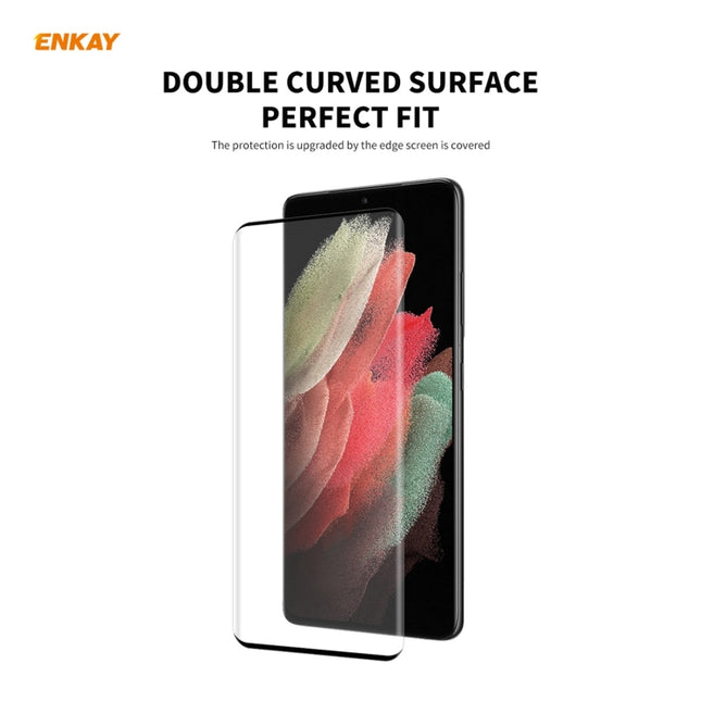 For Samsung Galaxy S21 Ultra ENKAY Hat-Prince 0.26mm 9H 3D Explosion-proof Full Screen Curved Heat Bending Tempered Glass Film