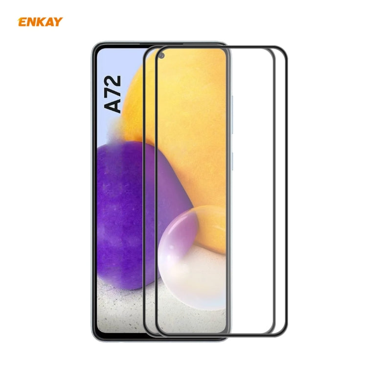 2 PCS ENKAY Hat-Prince Anti-drop Full Glue Tempered Glass Full Screen Film Anti-fall Protector, For Samsung Galaxy A32 5G / M12 / A12, For Samsung Galaxy A52 4G / 5G, For Samsung Galaxy A72 4G / 5G