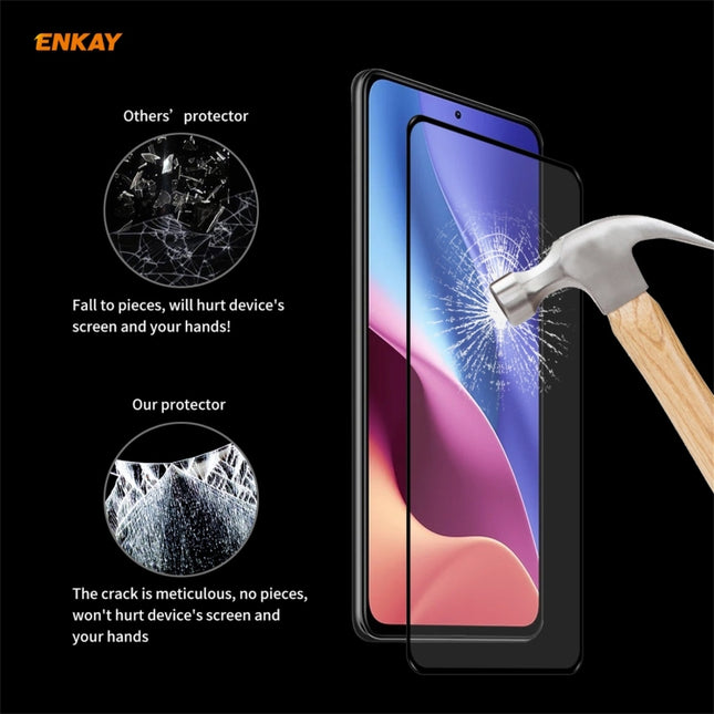2 PCS ENKAY Hat-Prince Full Glue 0.26mm 9H 2.5D Tempered Glass Full Coverage Film, For Xiaomi Redmi K40 / K40 Pro(+), For Xiaomi Redmi Note 9T, For Xiaomi Redmi 9T, For Samsung Galaxy F62