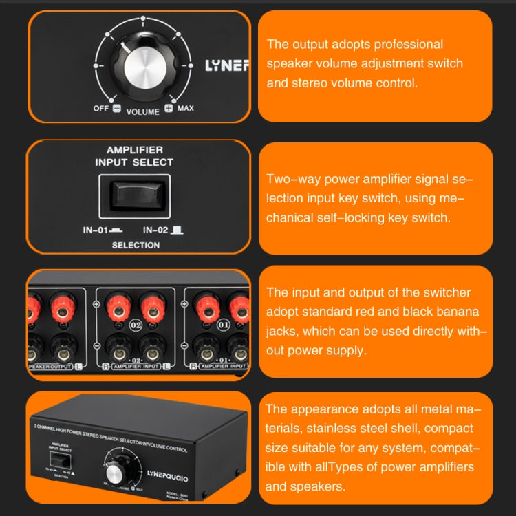 B051 2 Input And 1 Output Power Amplifier And Speaker Selection Switcher Output With Volume Adjustment 2 Power Amplifiers Audio Switcher Switch Distribution Comparator, B051