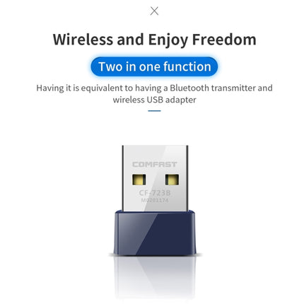 COMFAST CF-723B Mini 2 in 1 USB Bluetooth WiFi Adapter 150Mbps Wireless Network Card Receiver, CF-723B
