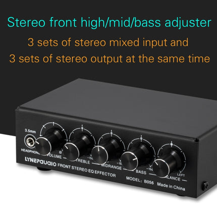 3-Channel Mixer Front Stereo Amplifier High / Mid / Bass Adjuster, USB 5V Power Supply, US Plug, B056