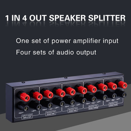 1 In And 4 Out Amplifier Sound Speaker Distributor, 4-Area Sound Source, Signal Distribution Panel, Single Audio Input, 300W Per Channel, B030