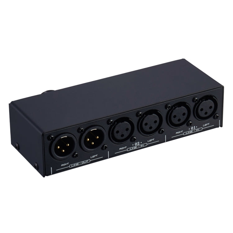 2-In 1-Out XLR Switcher Fully Balanced Passive Pre-Active Speaker Lossless Volume Control Switcher, B028