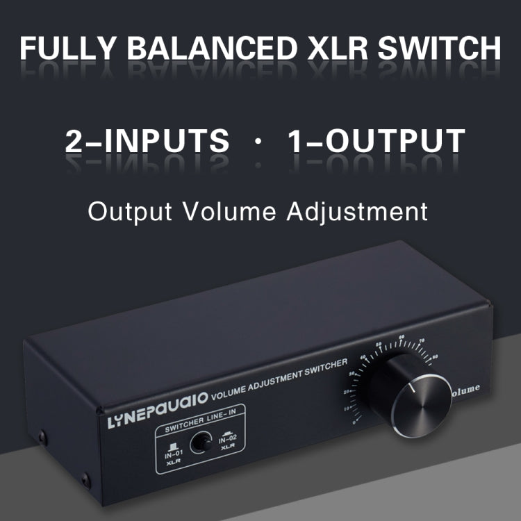 2-In 1-Out XLR Switcher Fully Balanced Passive Pre-Active Speaker Lossless Volume Control Switcher, B028