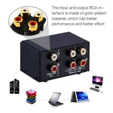 B101 2 In 1 Out (1 In 2 Out) Audio Source Signal Selection Switcher Computer Speaker  RCA Lossless Audio Source Switcher, B101