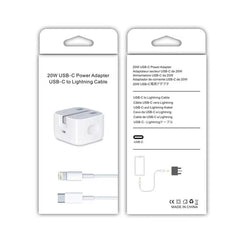 A2344 20W PD 3.0 Type-C / USB-C Folding Travel Charger + USB-C / Type-C to 8 Pin Fast Charging Data Cable Set, UK Plug, Length: 1m, 20W 8 Pin Length: 1m