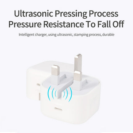A2344 20 W PD 3.0 Typ-C/USB-C Faltbares Reiseladegerät + USB-C/Typ-C auf 8-poliges Schnellladedatenkabel-Set, UK-Stecker, Länge: 1 m, 20 W 8-polig, Länge: 1 m