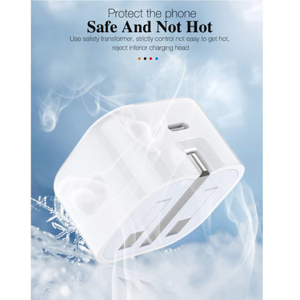 A2344 20 W PD 3.0 Typ-C/USB-C Faltbares Reiseladegerät + USB-C/Typ-C auf 8-poliges Schnellladedatenkabel-Set, UK-Stecker, Länge: 2 m, 20 W 8-polig, Länge: 2 m