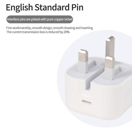 A2344 20 W PD 3.0 Typ-C/USB-C Faltbares Reiseladegerät + USB-C/Typ-C auf 8-poliges Schnellladedatenkabel-Set, UK-Stecker, Länge: 2 m, 20 W 8-polig, Länge: 2 m