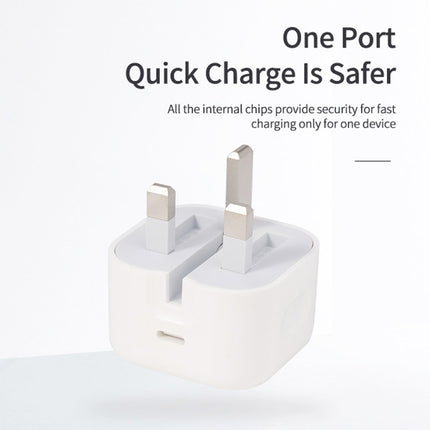 A2344 20W PD 3.0 Type-C / USB-C Folding Travel Charger + USB-C / Type-C to Type-C Fast Charging Data Cable Set, UK Plug, Length: 2m