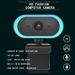 C11 2K Picture Quality HD Without Distortion 360 Degrees Rotate Built-in Microphone Sound Clear Webcams with Tripod