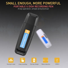 SK001 Professional Rechargeable U-Disk Portable USB Digital Audio Voice Recorder Pen Support TF Card Up to 32GB Dictaphone Flash Drive, 32GB