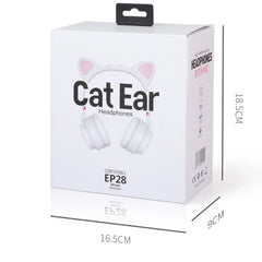 P28 Cat Ear Wired Headphone Muisc Stereo Headset with Microphone