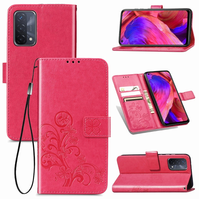 Four-leaf Clasp Embossed Buckle Mobile Phone Protection Leather Case with Lanyard & Card Slot & Wallet & Bracket Function, For Samsung Galaxy A02, For Xiaomi Redmi Note 10 4G, For Google Pixel 5A, For OPPO A93 5G, For LG Stylo 7