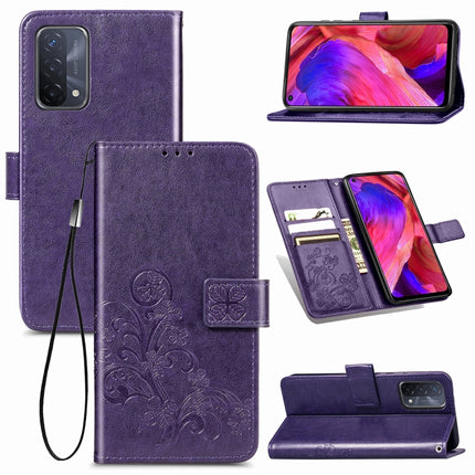Four-leaf Clasp Embossed Buckle Mobile Phone Protection Leather Case with Lanyard & Card Slot & Wallet & Bracket Function, For Samsung Galaxy A02, For Xiaomi Redmi Note 10 4G, For Google Pixel 5A, For OPPO A93 5G, For LG Stylo 7
