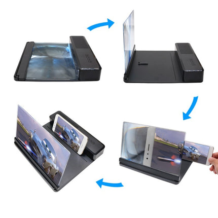 3D Phone Screen Magnifier HD Screen Smartphone Movie Video Magnifier Portable Folding Enlarged Screen Expander Stand Desk Holder, 12 inch