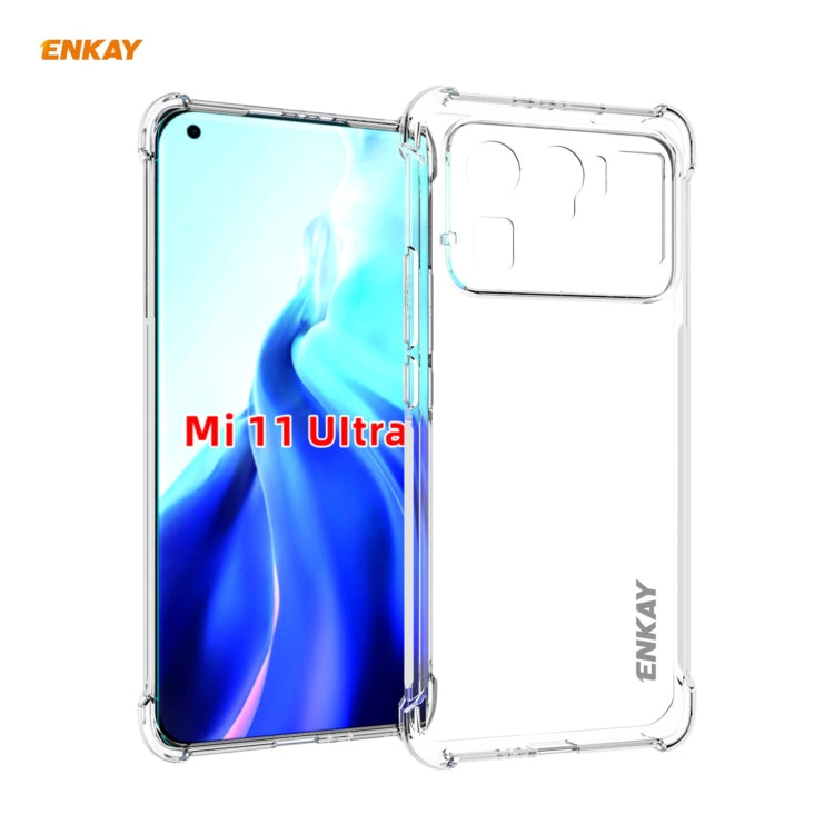 For Xiaomi Mi 11 Ultra Hat-Prince ENKAY Clear TPU Shockproof Case Soft Anti-slip Cover + 3D Full Screen PET Curved Hot Bending HD Screen Protector Soft Film Support Fingerprint Unlock, For Xiaomi Mi 11 Ultra