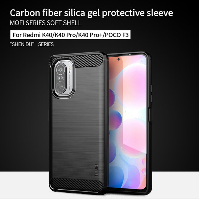 MOFI Gentleness Series Brushed Texture Carbon Fiber Soft TPU Case, For Redmi K40 /K40 Pro /K40 Pro+/Poco F3, For Redmi Note 9s /Note 9 Pro /Note 9 Pro Max, For Xiaomi Redmi Note 10 / Note 10S, For Redmi Note 10 Pro / Note 10 Pro Max                    ...