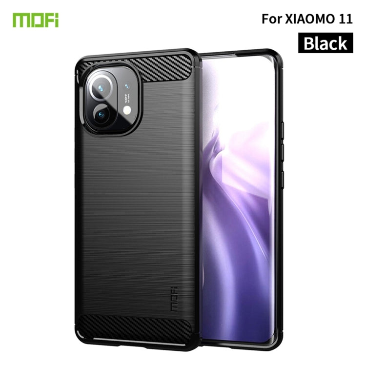 MOFI Gentleness Series Brushed Texture Carbon Fiber Soft TPU Case, For Xiaomi Mi 10S, For?Xiaomi Mi 11, For Xiaomi Mi 11
