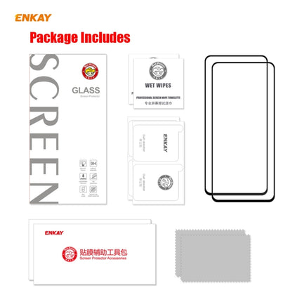 2 PCS ENKAY Hat-Prince Full Glue 0.26mm 9H 2.5D Tempered Glass Full Coverage Film