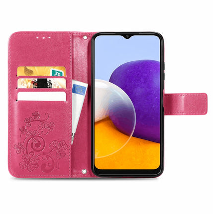 Four-leaf Clasp Embossed Buckle Mobile Phone Protection Leather Case with Lanyard & Card Slot & Wallet & Bracket Function, For Samsung Galaxy A22 5G, For Samsung Galaxy A22 4G, For Samsung Galaxy F62/M62, For Samsung Galaxy S21 FE