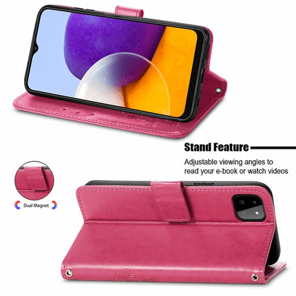 Four-leaf Clasp Embossed Buckle Mobile Phone Protection Leather Case with Lanyard & Card Slot & Wallet & Bracket Function, For Samsung Galaxy A22 5G, For Samsung Galaxy A22 4G, For Samsung Galaxy F62/M62, For Samsung Galaxy S21 FE
