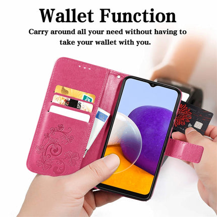 Four-leaf Clasp Embossed Buckle Mobile Phone Protection Leather Case with Lanyard & Card Slot & Wallet & Bracket Function, For Samsung Galaxy A22 5G, For Samsung Galaxy A22 4G, For Samsung Galaxy F62/M62, For Samsung Galaxy S21 FE