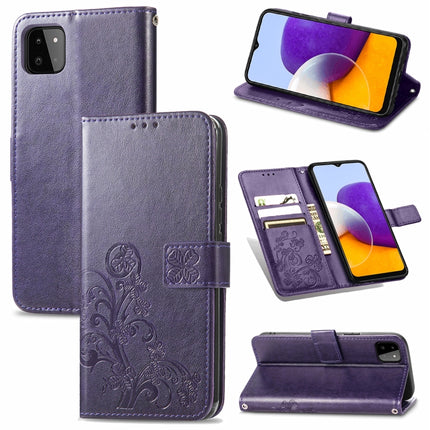 Four-leaf Clasp Embossed Buckle Mobile Phone Protection Leather Case with Lanyard & Card Slot & Wallet & Bracket Function, For Samsung Galaxy A22 5G, For Samsung Galaxy A22 4G, For Samsung Galaxy F62/M62, For Samsung Galaxy S21 FE