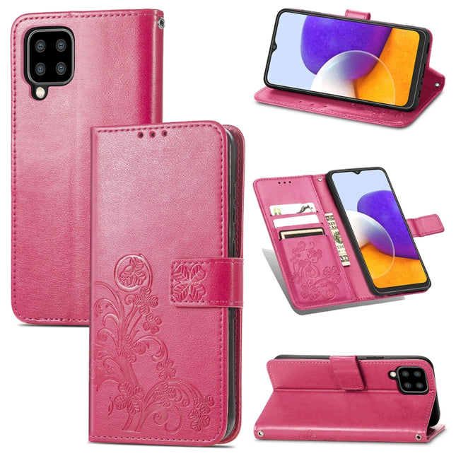 Four-leaf Clasp Embossed Buckle Mobile Phone Protection Leather Case with Lanyard & Card Slot & Wallet & Bracket Function, For Samsung Galaxy A22 5G, For Samsung Galaxy A22 4G, For Samsung Galaxy F62/M62, For Samsung Galaxy S21 FE