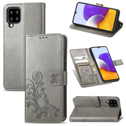 Four-leaf Clasp Embossed Buckle Mobile Phone Protection Leather Case with Lanyard & Card Slot & Wallet & Bracket Function, For Samsung Galaxy A22 5G, For Samsung Galaxy A22 4G, For Samsung Galaxy F62/M62, For Samsung Galaxy S21 FE