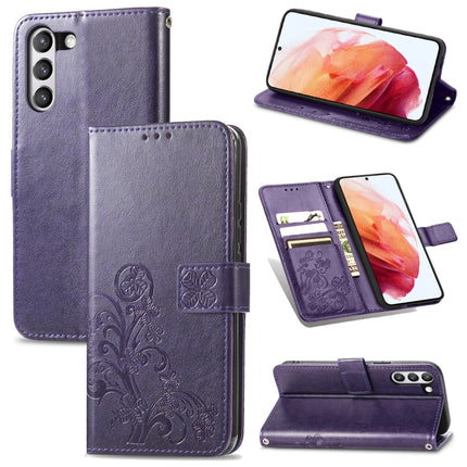 Four-leaf Clasp Embossed Buckle Mobile Phone Protection Leather Case with Lanyard & Card Slot & Wallet & Bracket Function, For Samsung Galaxy A22 5G, For Samsung Galaxy A22 4G, For Samsung Galaxy F62/M62, For Samsung Galaxy S21 FE