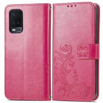 Four-leaf Clasp Embossed Buckle Mobile Phone Protection Leather Case with Lanyard & Card Slot & Wallet & Bracket Function, For OPPO A54  4G, For OPPO A94 5G, For OPPO A94 4G/ F19 Pro, For OPPO Realme 8 / 8 Pro, For OPPO Realme 8 5G / Realme V13 5G