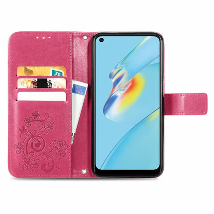 Four-leaf Clasp Embossed Buckle Mobile Phone Protection Leather Case with Lanyard & Card Slot & Wallet & Bracket Function, For OPPO A54  4G, For OPPO A94 5G, For OPPO A94 4G/ F19 Pro, For OPPO Realme 8 / 8 Pro, For OPPO Realme 8 5G / Realme V13 5G