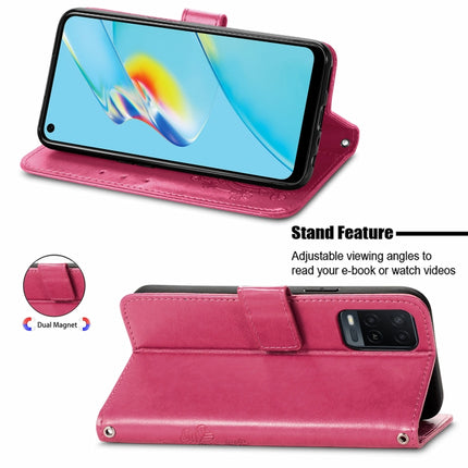 Four-leaf Clasp Embossed Buckle Mobile Phone Protection Leather Case with Lanyard & Card Slot & Wallet & Bracket Function, For OPPO A54  4G, For OPPO A94 5G, For OPPO A94 4G/ F19 Pro, For OPPO Realme 8 / 8 Pro, For OPPO Realme 8 5G / Realme V13 5G