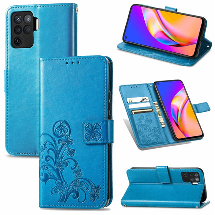 Four-leaf Clasp Embossed Buckle Mobile Phone Protection Leather Case with Lanyard & Card Slot & Wallet & Bracket Function, For OPPO A54  4G, For OPPO A94 5G, For OPPO A94 4G/ F19 Pro, For OPPO Realme 8 / 8 Pro, For OPPO Realme 8 5G / Realme V13 5G