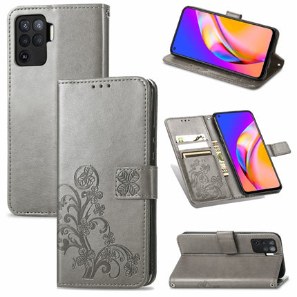 Four-leaf Clasp Embossed Buckle Mobile Phone Protection Leather Case with Lanyard & Card Slot & Wallet & Bracket Function, For OPPO A54  4G, For OPPO A94 5G, For OPPO A94 4G/ F19 Pro, For OPPO Realme 8 / 8 Pro, For OPPO Realme 8 5G / Realme V13 5G